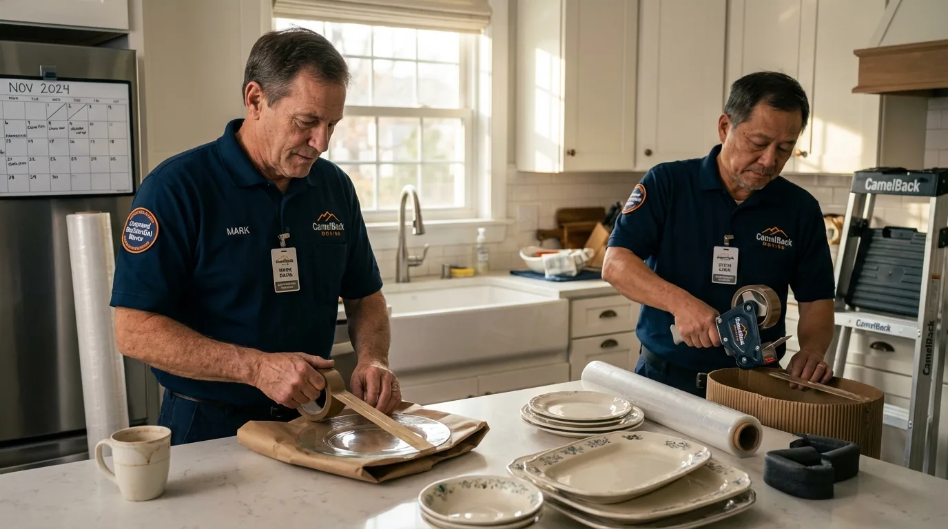 Professional crew packing kitchen dishware in Perry, FL
